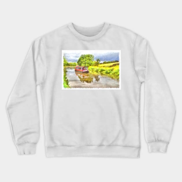 English Canal Narrow Boat Crewneck Sweatshirt by MartynUK